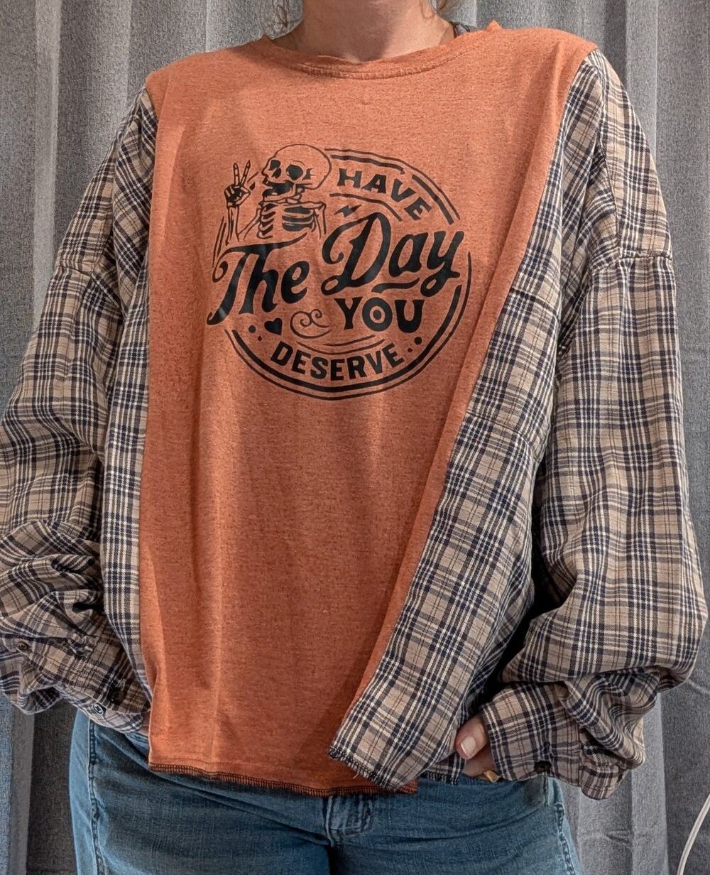 Upcycled Flannel Mash Up Top - Day you Deserve